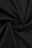 Schwarze sexy feste ausgehöhlte Patchwork-Bleistiftrock-Kleider mit V-Ausschnitt
