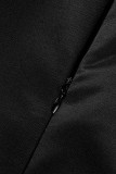 Vestido irregular de cuello oblicuo de patchwork sólido casual negro Vestidos