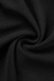 Vestidos casuais pretos de patchwork sólido com decote em V e linha