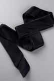 Zwarte casual rechte jumpsuits met patchwork en schuine kraag