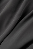 Серый Повседневный Уличный Однотонный Лоскутный карман с разрезом Прямые прямые однотонные брюки с завышенной талией