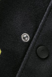 Capispalla con colletto cardigan con fibbia patchwork stampa street casual nero