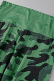 Rot Casual Camouflage Print Patchwork Zipper Langarm Zweiteiler