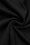 A maniche lunghe a collo alto con stampa patchwork di abbigliamento sportivo casual nero in due pezzi