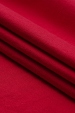 T-shirts décontractés à imprimé vintage patchwork lettre O cou rouge