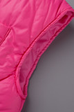 Pink Casual Street Solid Patchwork Zipper V Neck Outerwear