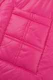 Vêtement d'extérieur décontracté à col en V et patchwork uni rose