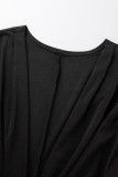 Robes de jupe crayon à col en V en patchwork solide noir sexy