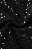 Черные сексуальные повседневные лоскутные платья с V-образным вырезом и юбкой-карандашом