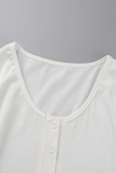 Blanco Sexy Casual Sólido Patchwork Cuello en V Vestidos de manga larga