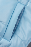 Hemelsblauwe casual bovenkleding met patchwork en capuchonkraag