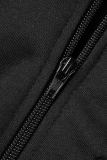 Graue Street Solid Patchwork Zipper Collar Langarm Zweiteiler