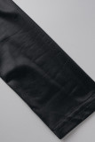 黒のセクシーなプリント パッチワーク スリット半分タートルネック ペンシル スカート ドレス