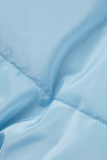 Небесно-голубой Повседневный принт Пэчворк Воротник с капюшоном Верхняя одежда