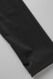 Robes de soirée asymétriques à col en V et à plumes en patchwork solide noir sexy