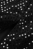 Robes de jupe crayon à col en V évidées en patchwork décontracté noir sexy