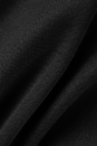 Colletto con cappuccio patchwork solido casual nero manica lunga due pezzi