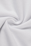Colletto con cappuccio casual patchwork solido bianco manica lunga due pezzi