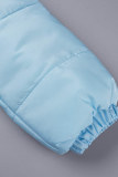 Himmelblaue, lässige Patchwork-Oberbekleidung mit Kapuzenkragen