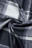 Blå Casual Rutig Patchwork Cardigan Turndown-krage Ytterkläder