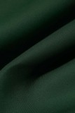 Robe de soirée vert encre, Sexy, couleur unie, ajourée, Patchwork, col rond, robes de soirée