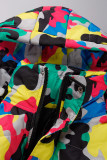 Camouflage Lässige Patchwork-Strickjacke mit Kapuzenkragen und Camouflage-Print