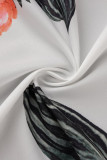 Fivela de patchwork estampa casual preta gola mandarim manga longa duas peças