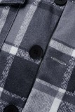 Vêtement d'extérieur décontracté à carreaux patchwork cardigan col rabattu gris