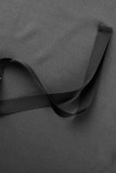 レッド カジュアル ソリッド パッチワーク フード付き カラー ロング スリーブ ドレス