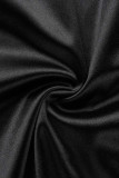 Vestido de tirante de espagueti asimétrico de patchwork sólido sexy negro Vestidos