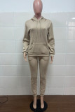 Yellow Casual Solid Patchwork Hooded Collar Long Sleeve Two Pieces