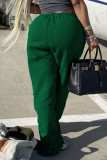 Borgoña Casual Street Sólido Patchwork Recto Cintura alta Pantalones rectos de color sólido