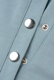 Tops de gola com capuz azul escuro fashion casual sólido patchwork