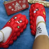 Red Casual Living Patchwork Round Keep Warm Zapatos cómodos