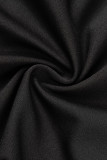 Vestidos de sirena de trompeta con cuello en O de patchwork sólido informal negro