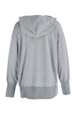 Grey Fashion Casual Solid Patchwork Hooded Collar Tops