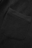 Colarinho com capuz preto casual patchwork sólido manga longa três peças
