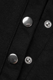 Tops de cuello con capucha de patchwork sólido informal de moda gris
