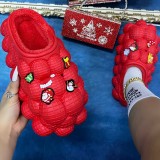 Red Casual Living Patchwork Round Keep Warm Chaussures confortables