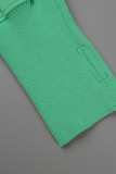 Tops à col à capuche en patchwork uni à la mode verte