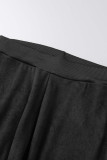 ブラック カジュアル ソリッド パッチワーク フード付き 襟 長袖 スリーピース