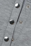 Серые модные повседневные однотонные лоскутные топы с капюшоном и воротником