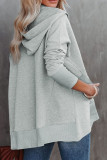 Tops de cuello con capucha de patchwork sólido informal de moda gris