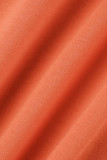 Tops à col à capuche en patchwork uni à la mode orange