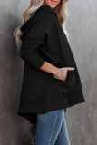 Tops de cuello con capucha de patchwork sólido casual de moda negro