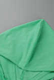 Top con colletto con cappuccio patchwork solido casual moda verde