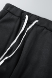Colarinho com capuz preto estampado casual patchwork manga longa duas peças