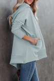 Cyan Mode Casual Solid Patchwork Hooded Collar Tops