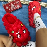 Red Casual Living Patchwork Round Keep Warm Comfortable Shoes