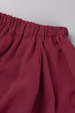 Red Fashion Casual Print Uitgeholde Backless Off-shoulder Regular Jumpsuits